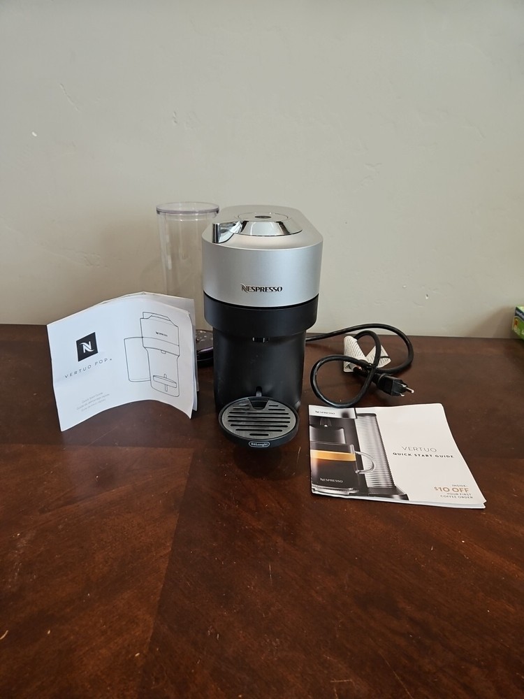 Nespresso Vertuo Pop+ Coffee Machine in Silver and Black with ENV95S Capsule