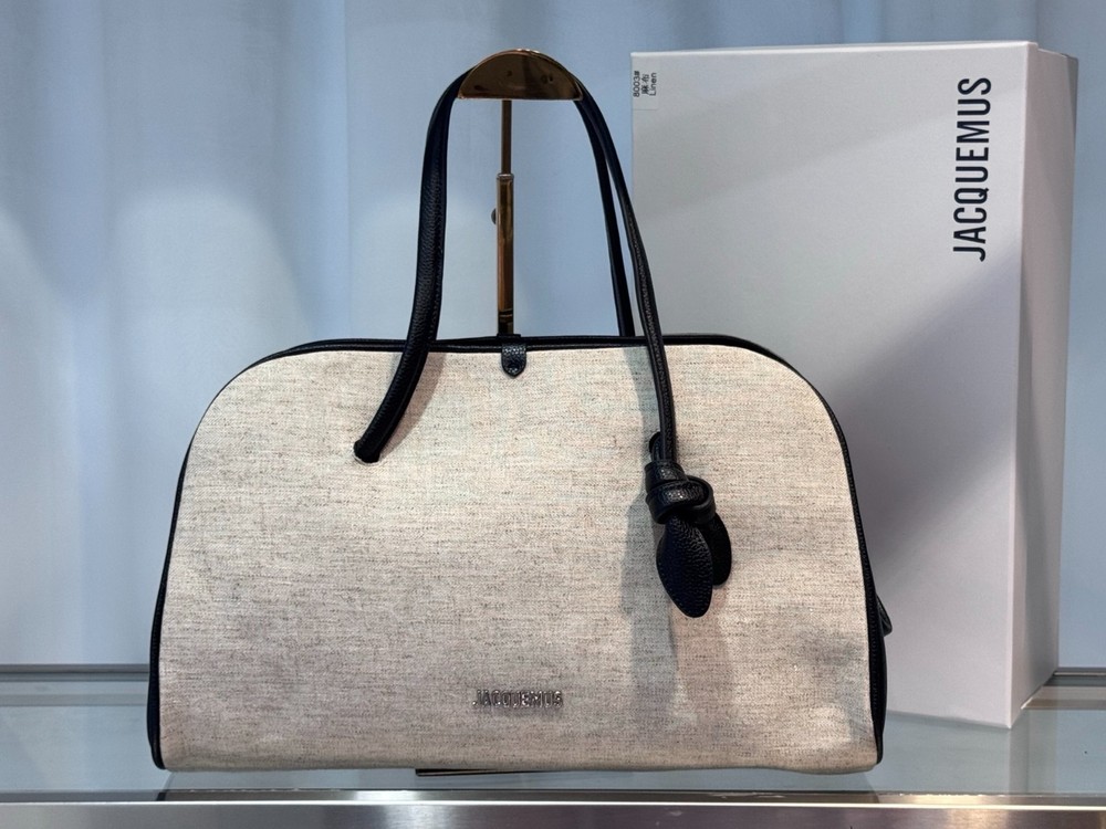 Jacquemus The Turismo Canvas Leather Tote Bag Top Handle
