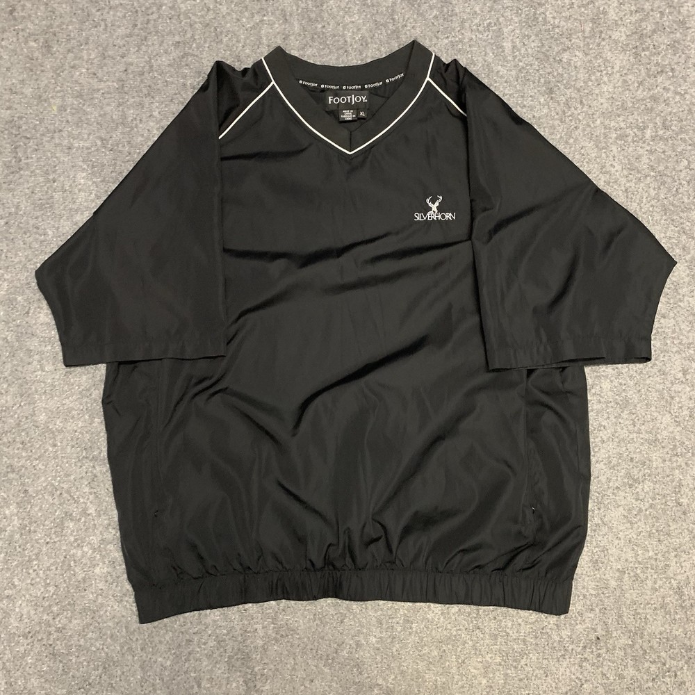 Footjoy Mens XL Wind Shirt Short Sleeve V Neck Polyester Golf Lightweight Black