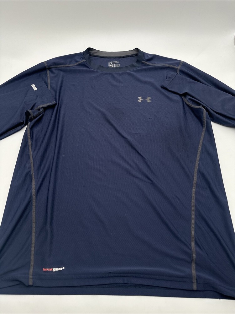 Under Armour Men's X-Large Blue Solid Logo Long Sleeve Shirt #19247