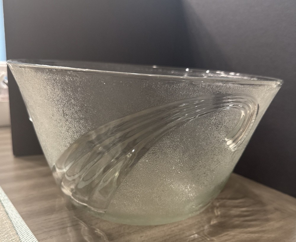 Vintage Anchor Hocking Jubilee Punch Bowl Set Frosted & Clear Glass