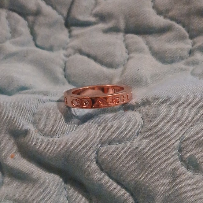 Coach Gold Tone Band Ring Round Shape Signed No Stone Fashion Jewelry