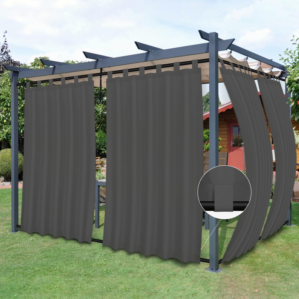 Outdoor Patio Curtains Detachable Tab Top Windproof Weatherproof Curtain for ...