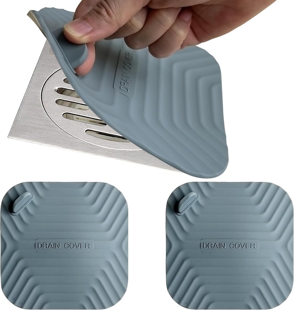 Shower Drain Cover Tub Stopper,2 Pieces Sewer Anti-Odor Mat Deodorizing Drain Pl