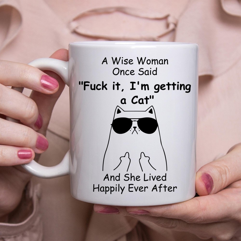 Funny Middle Finger Cat Mom Gift For Women White Coffee Mug Coffee Cup