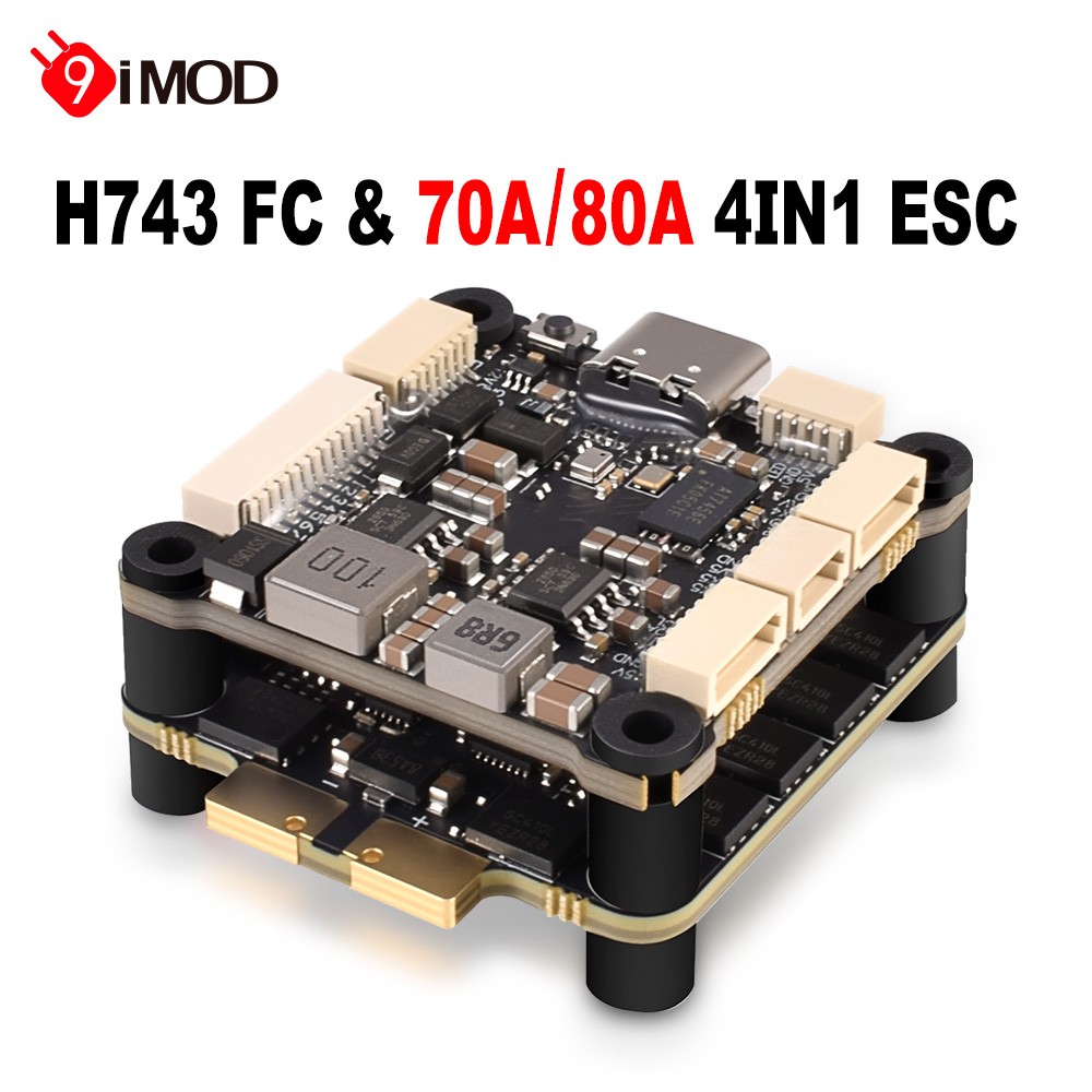 9IMOD H743 Flight Stack H743 Flight Control+ 70A/80A ESC For RC FPV Racing Drone