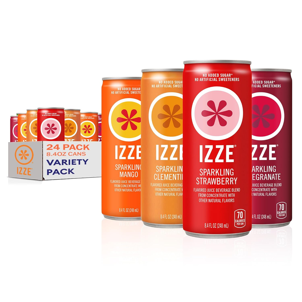 Izze Sparkling Juice,4 Flavor Sunset Variety Pack,(24 count) 8.4 fl OZ