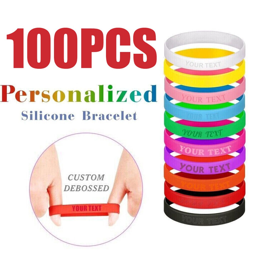 100x Motivation Custom Engraved Silicone Bracelets Personalized Rubber Wristband