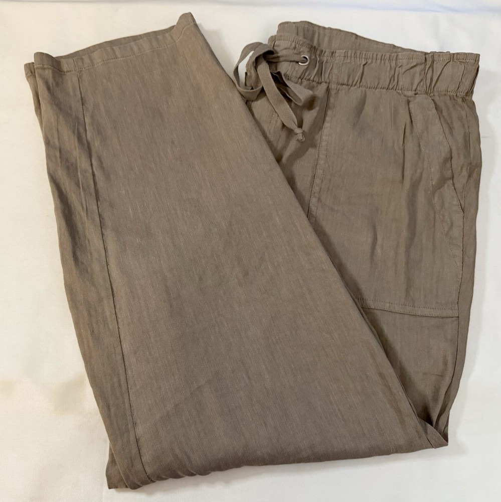 NWOT KUT From The Kloth Pants XL 35x27 Flat Front Ankle Drawstring Linen Blend