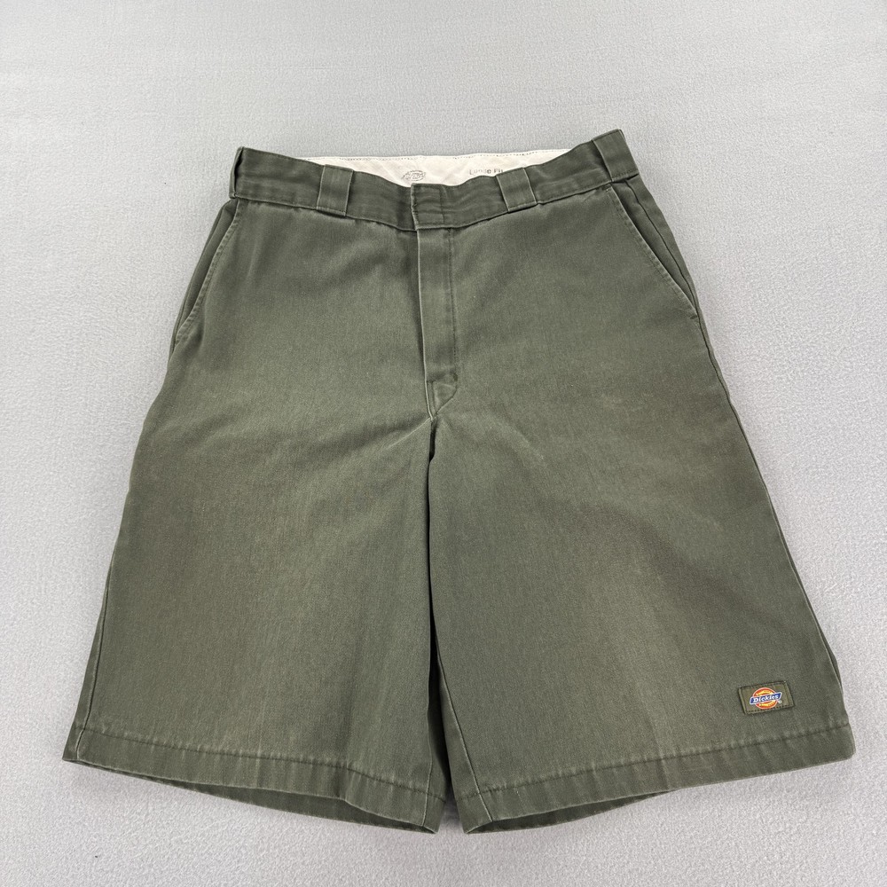 Dickies mens green baggy carpenter shorts Y2K grunge skater workwear faded 34