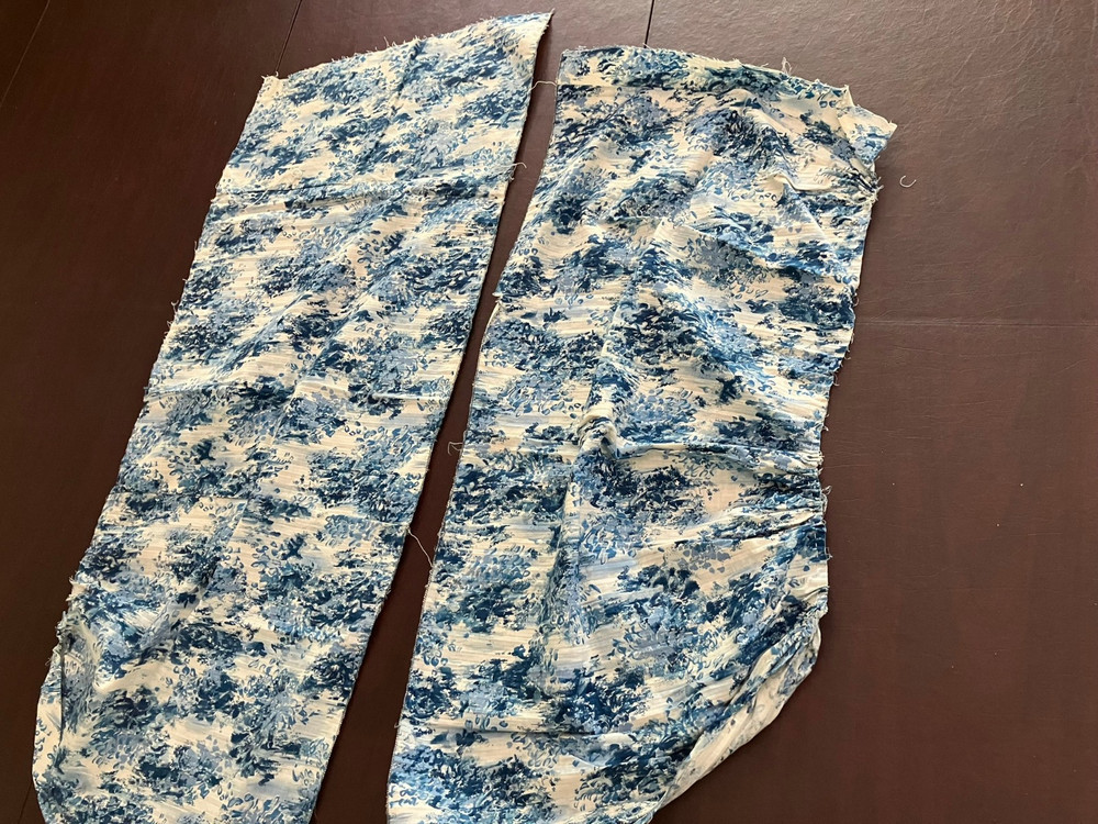 Vintage Blue & White Toile Fabric Panels - Set of 2