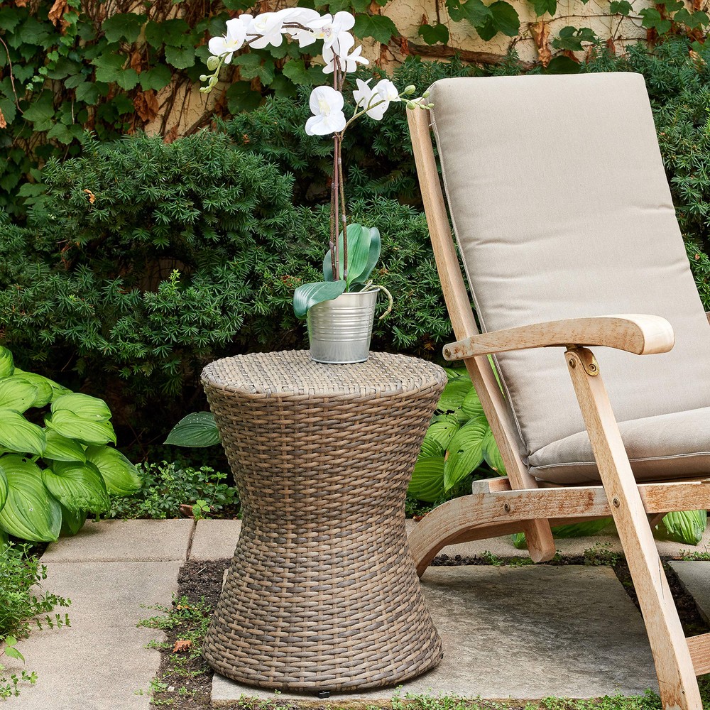 65-YZGS02 Newport Garden Stool, Brown Wicker