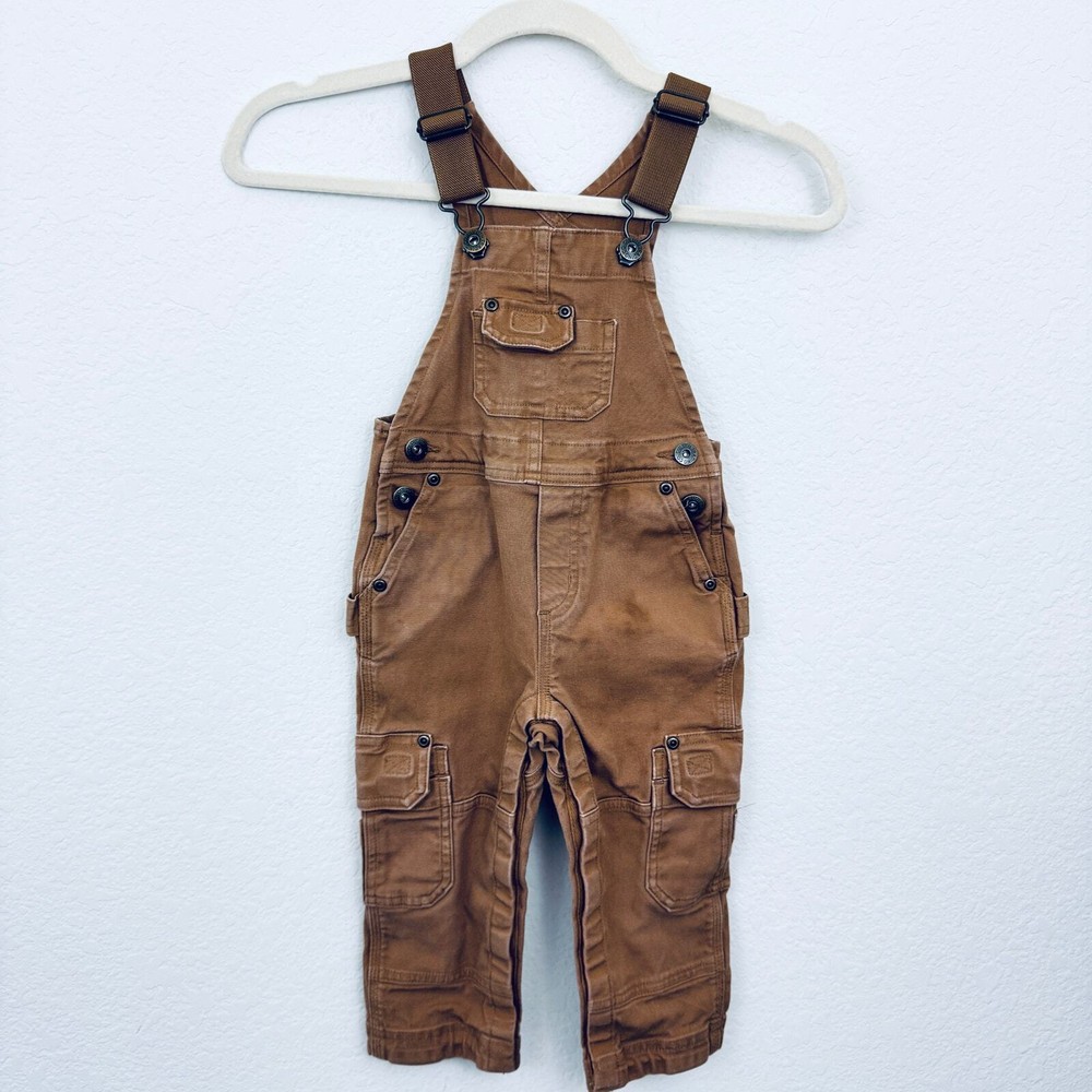Duluth Trading Co Little Kids Overalls Size 2T Cotton Stretch Classic Brown