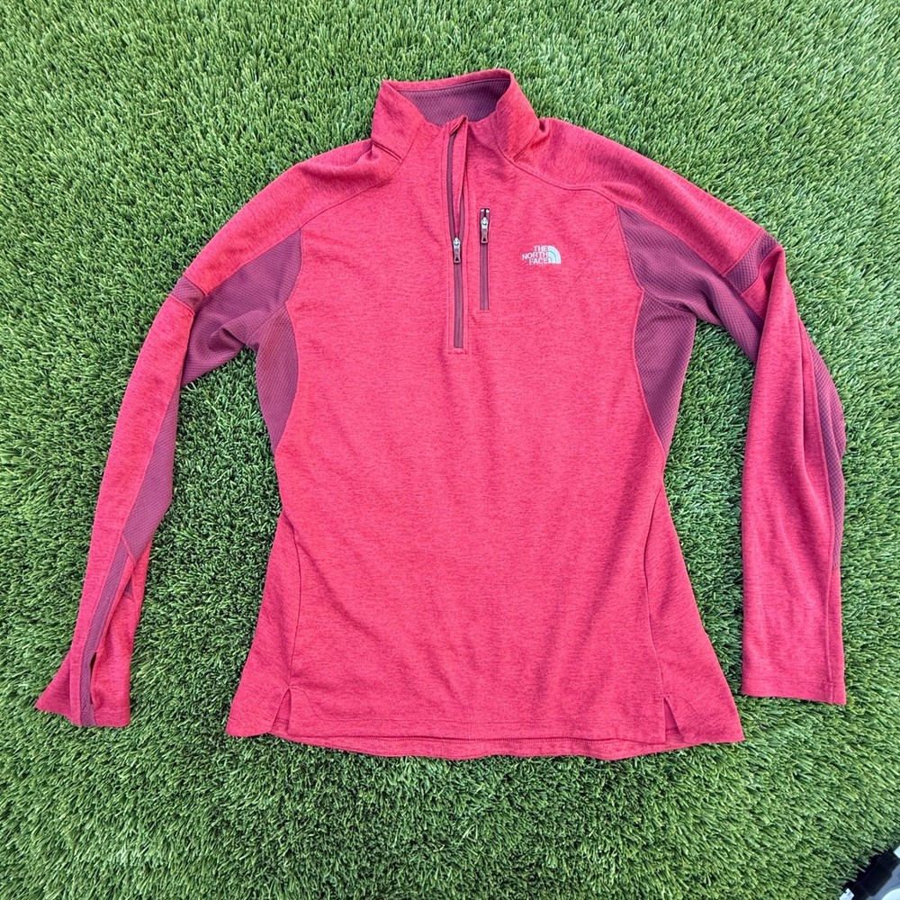 The North Face FlashDry Womens Red Quarter Zip Pullover Thumbholes NF00CKU0 L