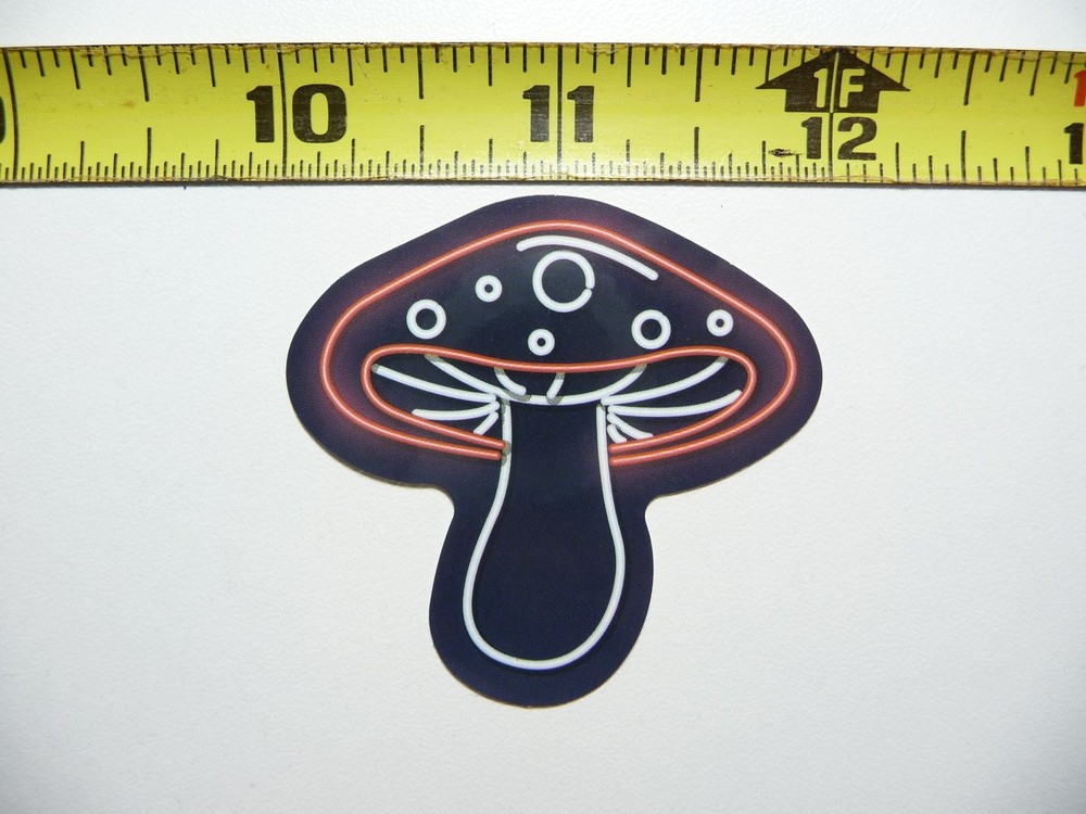 Magical Pizza Mushroom Neon Vinyl Sticker Decal Bright Colors