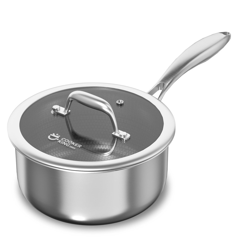 1.5 Quart Ceramic Nonstick Stainless Steel Saucepan with Lid