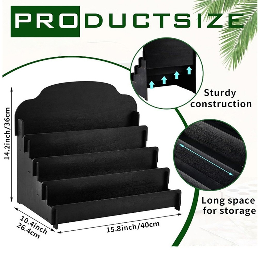 Greeting Card Display Stand Holder - 4-Tier Wooden Organizer Rack Retail Stores
