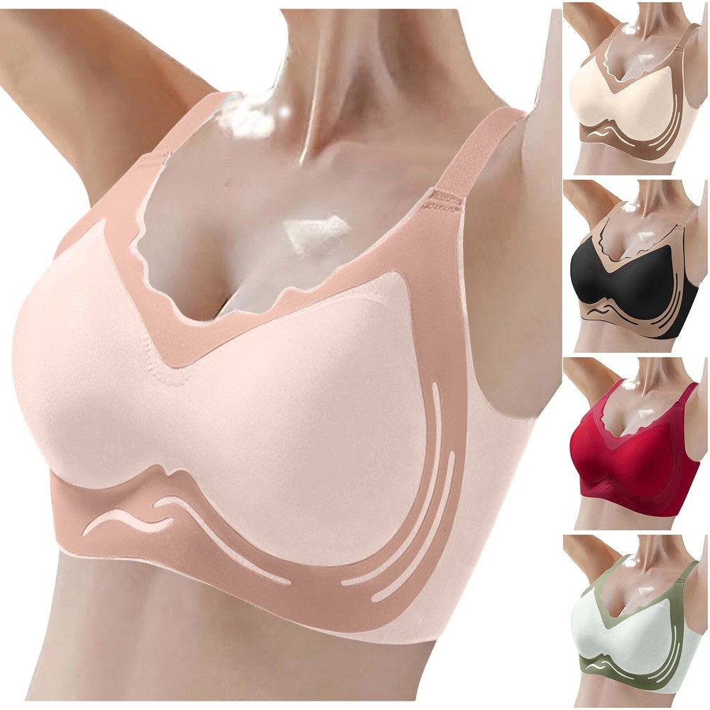 Women's Thin Seamless Vest Soft Support Large Chest Small Half Fixed Cup