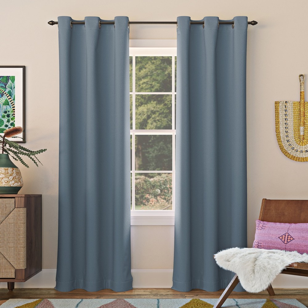 Nolan Blackout Grommet Curtain Panel 40x84 Denim Blue Energy Saving 1-Piece