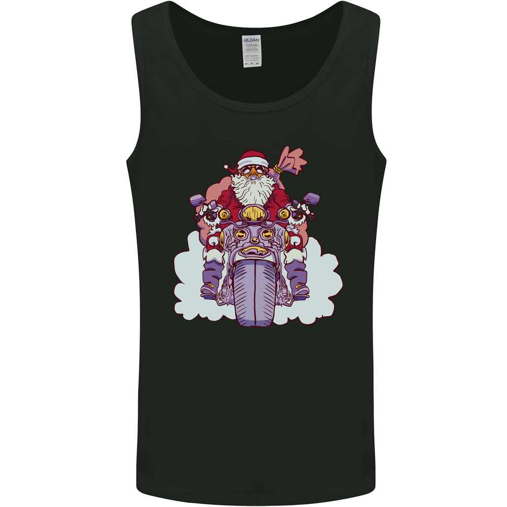 Biker Santa Christmas Motorcycle Motorbike Mens Vest Tank Top