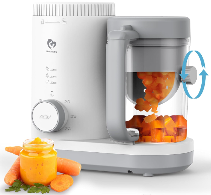 Baby Food Maker Food Processor, Puree Blender Steamer, Reversible Steam Basket