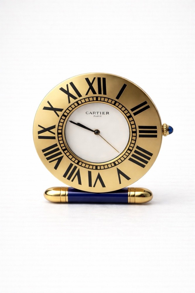 Cartier Must De Cartier Desk Clock Pendullets Full Set Via Condotti Rome 1991