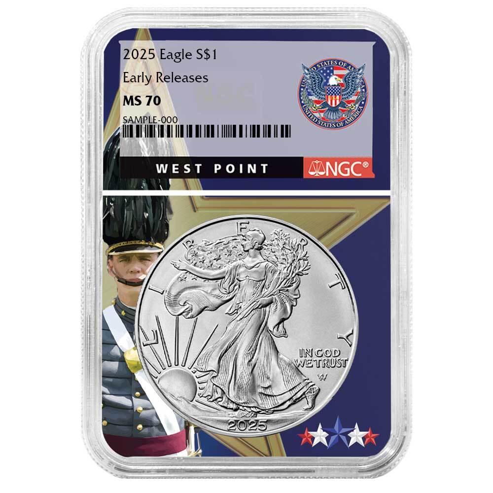 2025 $1 1-oz American Silver Eagle NGC MS70 ER West Point Core