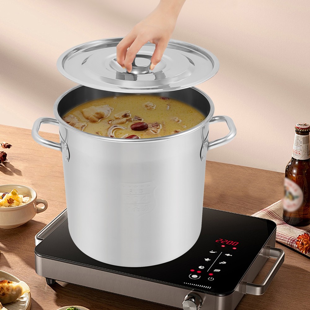22Qt Stainless Steel Stock Pot with Lid & Handle for Cooking & Soup