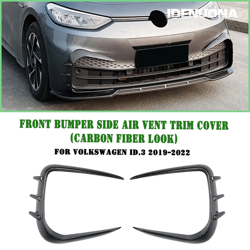 Front Bumper Side Air Vent Trim Decor Molding For VW ID.3 2019-2022 Black