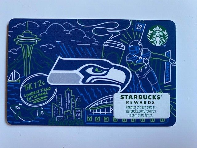 STARBUCKS Gift Card 2023 Seattle Seahawks, NFL Hologram on back-image
