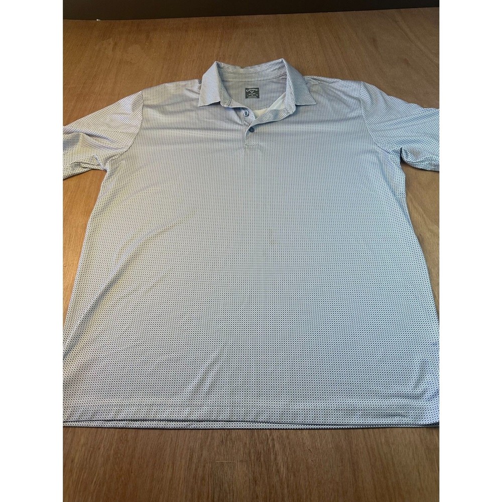 Callaway Men’s Opti-Dri Golf Polo White Gray Micro Check Short Sleeve XL