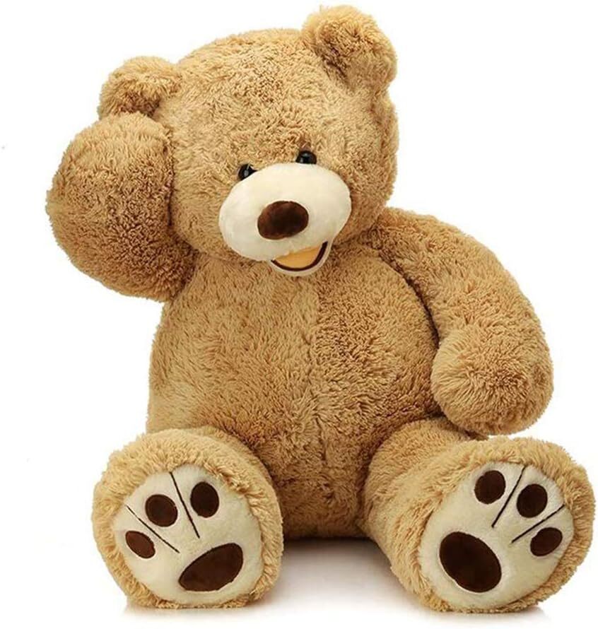 MorisMos Giant Teddy Bear with Big Footprints Plush 39 inches, Light Brown