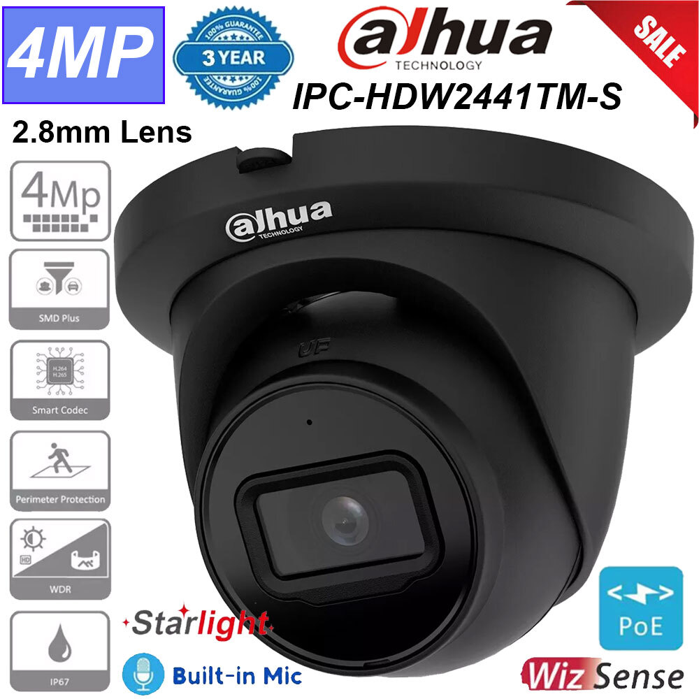 Dahua Wizsense IPC-HDW2441TM-S 4MP PoE IP Camera Built-in Mic Audio IR outdoor