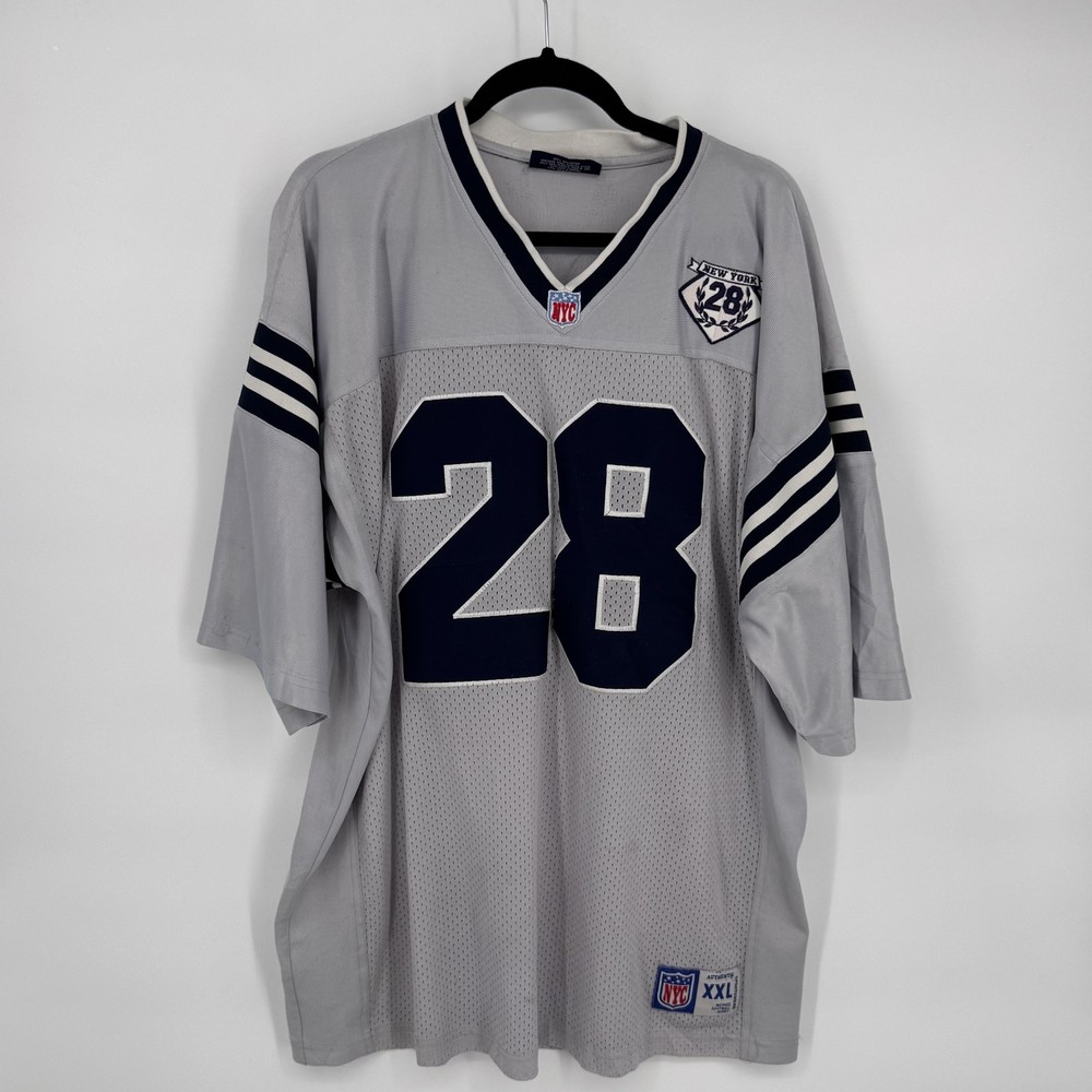 DELF Football Shirt Mens 2XL Gray New York 28 Mesh V Neck Jersey Short Sleeve
