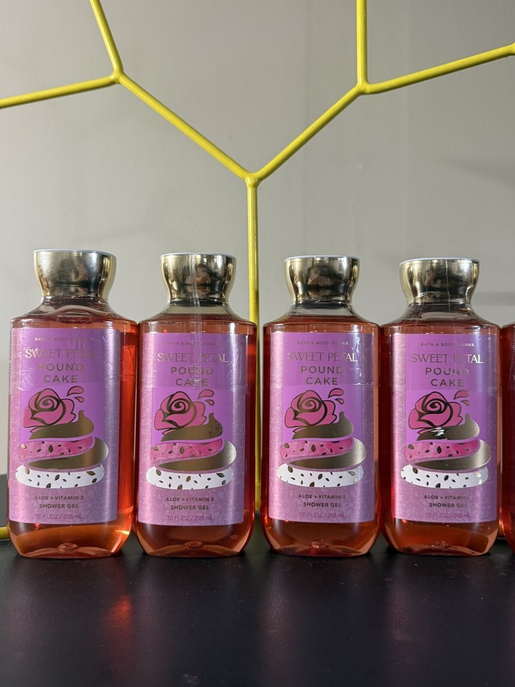 4 New SWEET PETAL POUND CAKE 🧁 BATH & BODY WORKS SHOWER GEL BODY WASH