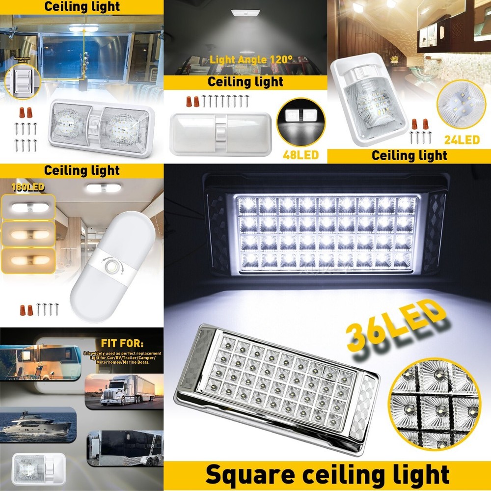 1x 36LED Car Interior Roof Light Ceiling Dome Lamp For RV Camper Trailer Truck
