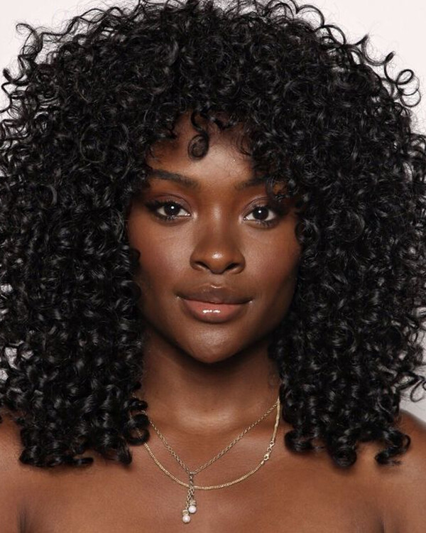 Afro Kinky Curly Short Wig with Bangs Glueless No Lace Human Hair