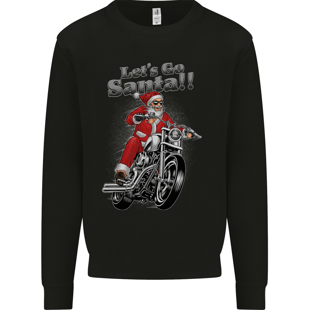 Lets Go Santa  Motorbike Motorcycle Biker Mens Sweatshirt Jumper