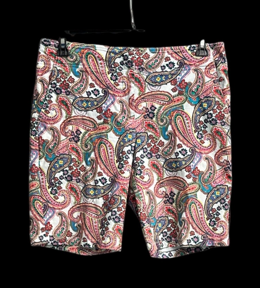 Izod Colorful Paisley Floral Print Golf Chino Walking/bermuda Shorts 12