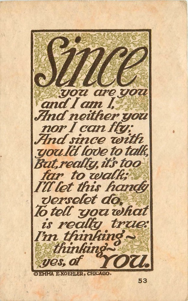 1913 Arts & Crafts Koehler saying Thinking of you Postcard 26-1979