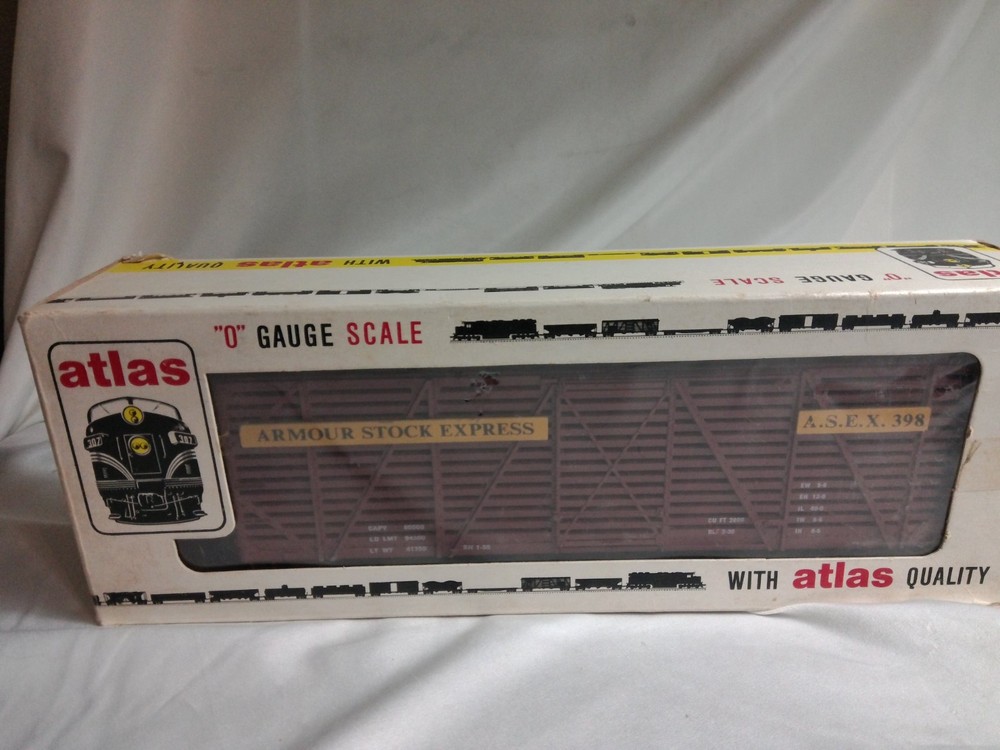 Atlas O Scale 40' Wood-Side Stock Car Armour Stock Express ASEX #398 Used Box