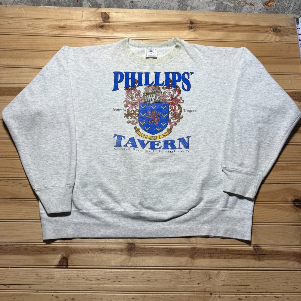 Vintage 90s Phillips Tavern Spirits Lagers Crewneck Pullover Sweatshirt USA XXL