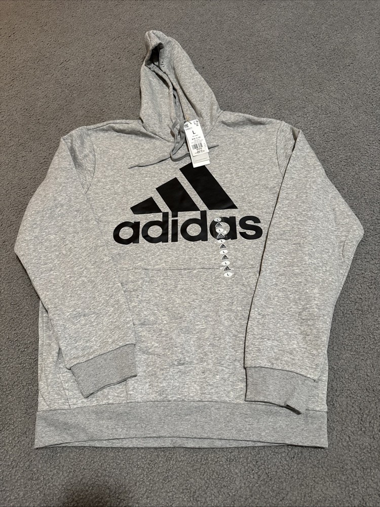 Adidas Sweatshirt Adult Large Gray Hoodie Pullover Logo Pockets