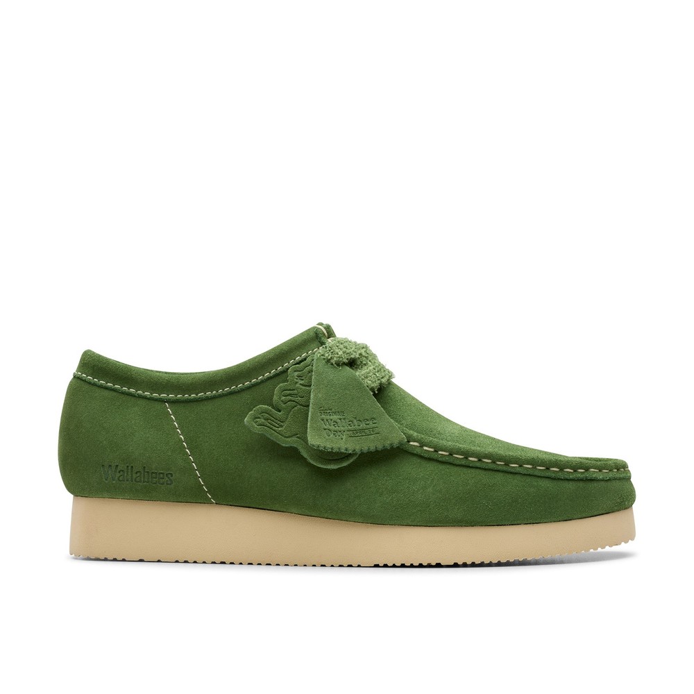 Clarks Wallabee Mens Green Oxford Lace Up Casual Shoes 2604 26182222