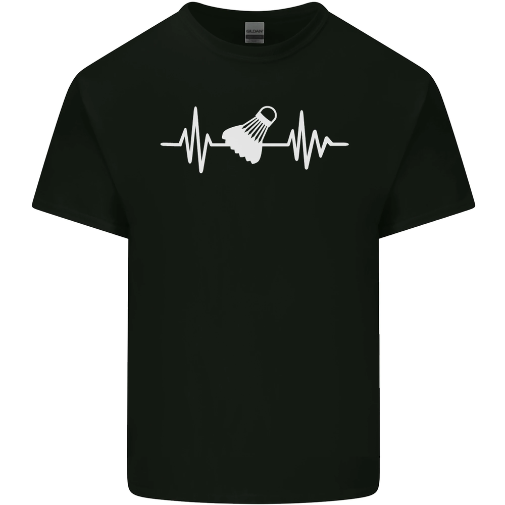 Pulse Badminton Player Funny ECG Mens Cotton T-Shirt Tee Top