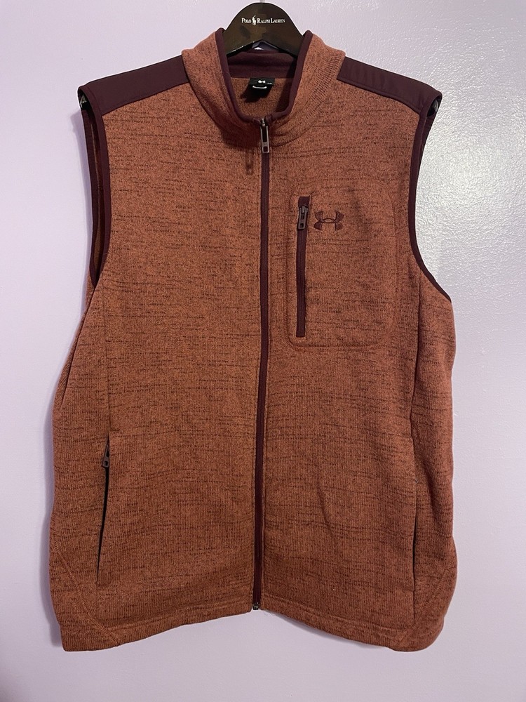NWOT Under Armour Specialist Vest Mens XL Cinna Red #1380272 Full Zip Fleece