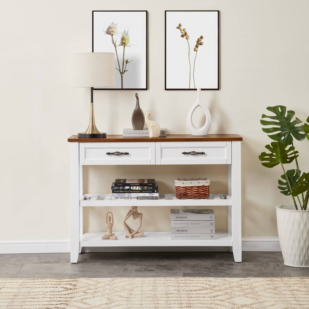 STOREADY Console Table, Entry Table, Sofa Table with Open Shelves and Drawers