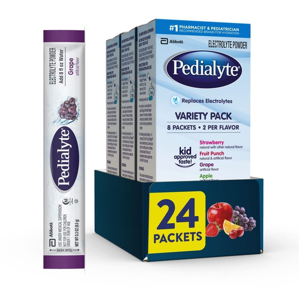 Pedialyte Electrolyte Powder Packets Variety Pack Hydration Drink 8 Count Pack03