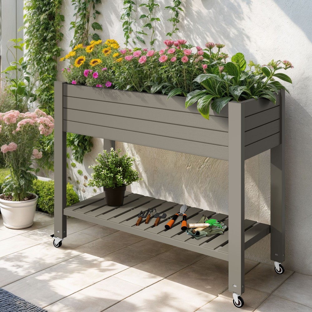 Elevated Planter Raised Garden Bed Outdoor 21 Gallon Capacity with Drainage Hole