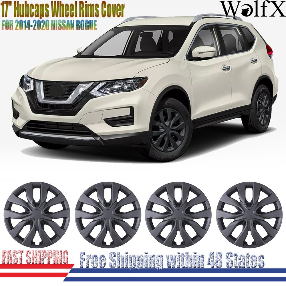 4Pcs 17 Inch Black Wheel Rim Cover Hubcaps for 2014-2020 Nissan Rogue  